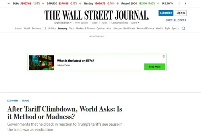 The Wall Street Journal / Reprodução The Wall Street Journal / Reprodução
