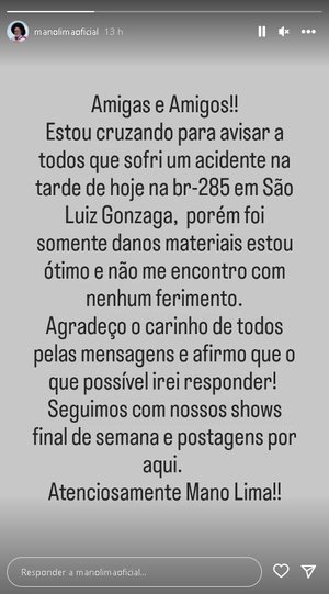 @manolimaoficial Instagram / Reprodução