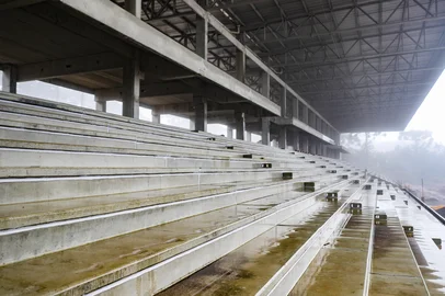 Ulisses Castro / Agencia RBS GRAMADO, RS, BRASIL. 02-07-2025. Obras do Estádio do Gramadense avançam e diretor Lucas Roldo explica andamento em Gramado.Indexador: Bruno Todeschini<!-- NICAID(16071571) -->
