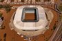 Aerial view of the Arena do Gremio Stadium of the Brazilian football team Gremio in Porto Alegre, Rio Grande do Sul state, Brazil, on May 7, 2024. Since the unprecedented deluge started last week, at least 85 people have died and more than 150,000 were ejected from their homes by floods and mudslides in Rio Grande do Sul state, authorities said. (Photo by CARLOS FABAL / AFP)<!-- NICAID(15758109) -->