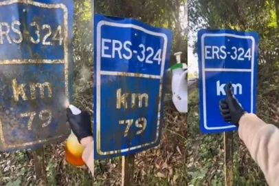 "PlacaLovers": gaúcho viraliza nas redes sociais ao lavar placas de trânsito<!-- NICAID(16088503) -->