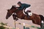 Brazil's Yuri Mansur rides Alfons in the equestrian's jumping individual qualifying during the Tokyo 2020 Olympic Games at the Equestrian Park in Tokyo on August 3, 2021. (Photo by Behrouz MEHRI / AFP)<!-- NICAID(14853133) -->