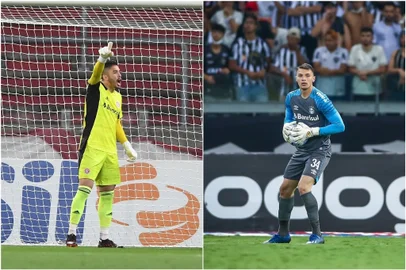 Daniel, goleiro do Inter (esquerda)Gabriel Chapecó, goleiro do Grêmio (direita)