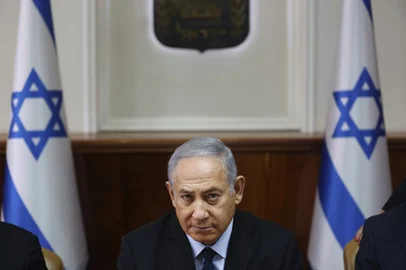Israeli Prime Minister Benjamin Netanyahu attends the weekly cabinet meeting at his office in Jerusalem, on October 28, 2018.