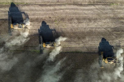 Muitos Capões, RS, Brasil - A soja e a Economia que ela movimenta. Colheita da soja na Fazenda Três Rios nos Campos de Cima da Serra.<!-- NICAID(15747590) -->