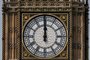 (FILES) In this file photo taken on August 14, 2017 One of the four faces of the Great Clock of the Elizabeth Tower, commonly referred to as Big Ben, is pictured at the Houses of Parliament at midday in central London. - Getting up close to Big Ben requires earplugs, and ear defenders over them to be safe. When the 13.7-tonne bell sounds, the vibration hits you in the chest. After a five-year restoration project, the world-famous ringer is back with a bong. (Photo by Daniel LEAL / AFP)Editoria: POLLocal: LondonIndexador: DANIEL LEALSecao: human scienceFonte: AFPFotógrafo: STF<!-- NICAID(15262524) -->