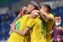 Brazil's forward Matheus Cunha (C) celebrates with teammates after scoring a goal during the Tokyo 2020 Olympic Games men's quarter-final football match between Brazil and Egypt at Saitama Stadium in Saitama on July 31, 2021. (Photo by Charly TRIBALLEAU / AFP)Editoria: SPOLocal: SaitamaIndexador: CHARLY TRIBALLEAUSecao: soccerFonte: AFPFotógrafo: STF<!-- NICAID(14850464) -->