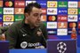 Barcelona's Spanish coach Xavi addresses a press conference in Barcelona on November 27, 2023, on the eve of the UEFA Champions League 1st round group H football match against FC Porto. (Photo by JOSE JORDAN / AFP)<!-- NICAID(15610326) -->