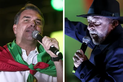 Jonathan Heckler e Bruno Todeschini / Grupo RBS Comícios de Flávio Bolsonaro (PL) e Lula (PT) em Porto Alegre nos dias 2 e 11 de setembro.<!-- NICAID(16365397) -->