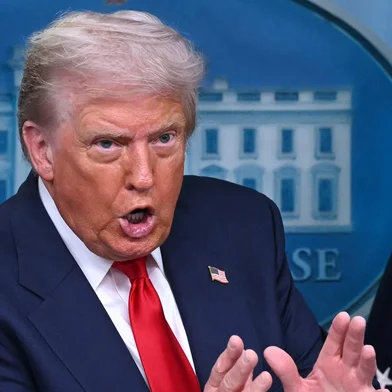 US President Donald Trump speaks during a news conference to discuss crime in Washington, DC, in the Brady Press Briefing Room at the White House in Washington, DC, on August 11, 2025. President Donald Trump announced Monday that he was deploying National Guard troops and putting the Washington police force under federal control to tackle crime in the US capital. "This is Liberation Day in DC, and we're going to take our capital back," Trump said at a White House press conference. (Photo by ANDREW CABALLERO-REYNOLDS / AFP)<!-- NICAID(16098935) -->