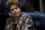 Então presidente Dilma Rousseff durante julgamento do impeachment no Senado, em 2016.<!-- NICAID(15517463) -->