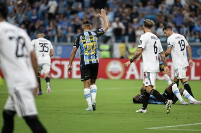 PORTO ALEGRE, RS, BRASIL, 14-04-2026 Grêmio vs Deportivo Riestra. Duelo válido pela fase de grupos da Copa Sul-Americana 2026. Foto: Renan Mattos/Agência RBS<!-- NICAID(16265986) -->