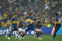 Boca Juniors' Uruguayan forward Edinson Cavani (C) and Fluminense's midfielder Andre Trindade (2-R) fight for the ball during the Copa Libertadores final football match between Brazil's Fluminense and Argentina's Boca Juniors at Maracana Stadium in Rio de Janeiro, Brazil, on November 4, 2023. (Photo by CARL DE SOUZA / AFP)Editoria: SPOLocal: Rio de JaneiroIndexador: CARL DE SOUZASecao: soccerFonte: AFPFotógrafo: STF<!-- NICAID(15588192) -->