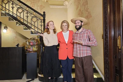 Shirlei Paravisi durante as gravações do especial sobre os 150 anos da imigração italiana no RS.<!-- NICAID(16047567) -->