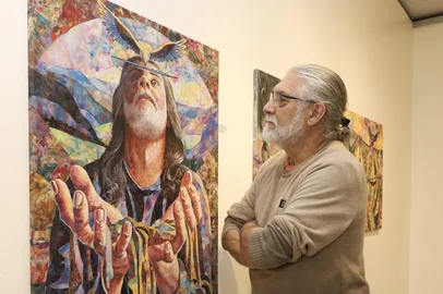 CAXIAS DO SUL, RS, BRASIL. 02-09-2025. exposição “Retalhos da Vida e da Arte”, de Selestino M. de Oliveira, na Galeria Gerd Bornheim (Casa da Cultura).<!-- NICAID(16115354) -->