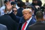 Former US president Donald Trump arrives ahead of his arraignment at the Manhattan Criminal Court in New York on April 4, 2023. - Former US president Donald Trump arrived for a historic court appearance in New York on Tuesday, facing criminal charges that threaten to upend the 2024 White House race. (Photo by ANGELA WEISS / AFP)Editoria: POLLocal: New YorkIndexador: ANGELA WEISSSecao: policeFonte: AFPFotógrafo: STF<!-- NICAID(15394180) -->