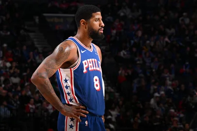 PHILADELPHIA, PA - JANUARY 29: Paul George #8 of the Philadelphia 76ers looks on during the game against the Sacramento Kings on January 29, 2026 at the Wells Fargo Center in Philadelphia, Pennsylvania NOTE TO USER: User expressly acknowledges and agrees that, by downloading and/or using this Photograph, user is consenting to the terms and conditions of the Getty Images License Agreement. Mandatory Copyright Notice: Copyright 2026 NBAE   David Dow/NBAE via Getty Images/AFP (Photo by David Dow / NBAE / Getty Images / Getty Images via AFP)<!-- NICAID(16215866) -->