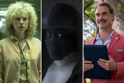Montagem para a coluna do Ticiano Osório. Três personagens de Chernobyl, Watchmen e The White Lotus dividem a tela<!-- NICAID(15777212) -->