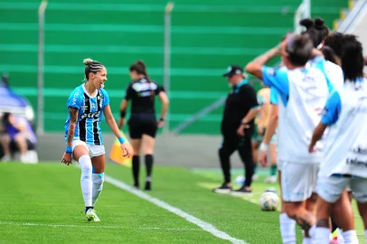 Porthus Junior / Agencia RBS CAXIAS DO SUL, RS, BRASIL, 16/11/2025. Juventude x Grêmio, jogo de ida válido pela final do Campeonato Gaucho Feminino (Gauchão Feminino 2025) e realizado no estádio Alfredo Jaconi. (Porthus Junior/Agência RBS)Indexador: BTK <!-- NICAID(16168396) -->