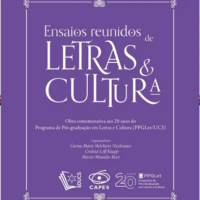 O Programa de Pós-Graduação em Letras e Cultura da Universidade de Caxias do Sul (PPGLet/UCS) lança nesta terça-feira, dia 29 de outubro, o livro "Ensaios reunidos de Letras e Cultura". A obra, organizada pelos professores Carina Maria Melchiors Niederauer, Cristina Löff Knapp e Márcio Miranda Alves, celebra os 20 anos de atividade do Programa, que foi criado em 2002 e formou os primeiros mestres em 2004. O lançamento ocorre na UCS Livraria, a partir das 18h30min, com a presença do escritor José Clemente Pozenato, um dos responsáveis pela iniciativa de criação do Programa.<!-- NICAID(15901020) -->