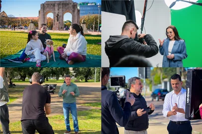 Candidatos ao governo do RS durante gravação dos comerciais para TV<!-- NICAID(16352727) -->