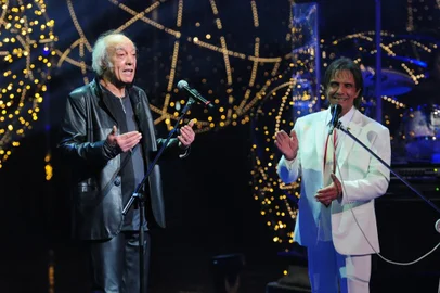 Roberto Carlos e Erasmo Carlos gravam especial 40 Anos.Juntos, para a TV Globo, na Cidade das Artes, no Rio.<!-- NICAID(9995316) -->