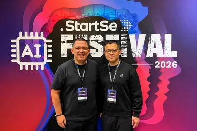 Agência RBS / Divulgação Rafael Martins e Justin Liu no IA Festival 2026.<!-- NICAID(16284501) -->