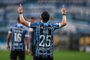 RS - FUTEBOL/CAMPEONATO BRASILEIRO 2020 /GRENAL 428 - ESPORTES - Lance da partida entre Gremio e Internacional disputada na tarde deste sabado, na Arena do Gremio, em partida valida pela Campeonato Brasileiro 2020. FOTO: LUCAS UEBEL/GREMIO FBPA<!-- NICAID(14610480) -->