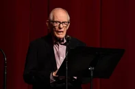 US lyricist Alan Bergman sings on stage for the US premiere of "Les Miserables" during Colcoa French Film Festival Opening Night at the DGA theatre in Los Angeles on September 23, 2019. (Photo by Valerie MACON / AFP)<!-- NICAID(16083914) -->