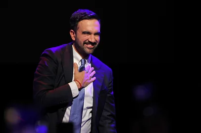 New York City Mayoral candidate Zohran Mamdani celebrates during an election night event at the Brooklyn Paramount Theater in Brooklyn, New York on November 4, 2025. New Yorkers elected leftist Zohran Mamdani as their next mayor November 4, 2025 broadcasters projected, on a day of key local ballots across the country offering the first electoral judgement of Donald Trump's tumultuous second White House term. (Photo by ANGELA WEISS / AFP)<!-- NICAID(16160879) -->