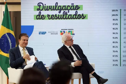 Brasília (DF), 09/04/2025 - O ministro da Educação, Camilo Santana e o presidente do Instituto Nacional de Estudos e Pesquisas Educacionais Anísio Teixeira - Inep Manuel Fernando Palacios da Cunha e Melo, durante coletiva de imprensa para divulgação dos destaques do Censo Escolar 2024. Foto: José Cruz/Agência BrasilLocal: BrasÃ­liaIndexador: JosÃ© Cruz/AgÃªncia BrasilFonte: AgÃªncia Brasil/Empresa Brasil dFotógrafo: RepÃ³rter FotogrÃ¡fico<!-- NICAID(16013385) -->