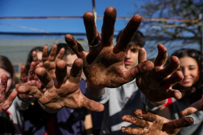 Porto Alegre, RS, Brasil - No Colégio Nossa Senhora da Glória, em Porto Alegre, projetos interdisciplinares ganham espaço no Ensino Médio. De investigações no estilo true crime a práticas de educação ambiental e horticultura, escolas públicas e privadas unem diferentes áreas do conhecimento em experiências que ampliam a formação dos estudantes.Indexador: jeff botega<!-- NICAID(16101280) -->