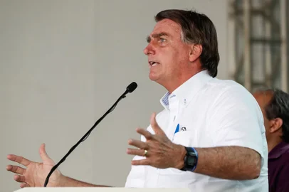 04/03/2021 Cerimônia de Inauguração da Ferrovia Norte-Sul, Trecho São Simão/GO - Estrela D'Oeste/SP, em São Simão(São Simão - GO, 04/03/2021) Palavras do Presidente da República, Jair Bolsonaro.Foto: Alan Santos/PR