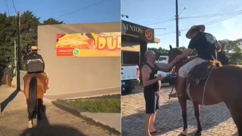 Telentrega a cavalo? Empres&aacute;rio de Soledade volta &agrave;s origens em delivery de "X gaud&eacute;rio"