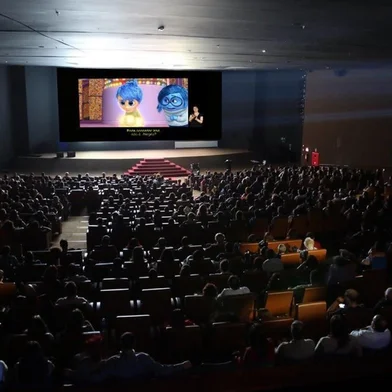 Cena de exibição de Divertida Mente em uma das edicões do Festival de Cinema Acessível Kids.<!-- NICAID(16093943) -->
