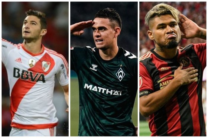 Montagem sobre fotos de  Camilo Gil/ AFP / Werder Bremem / Divulgação / MLS / Divulgação