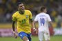 Brazil's Raphinha celebrates after scoring against Paraguay during the South American qualification football match for the FIFA World Cup Qatar 2022 at the Mineirao stadium in Belo Horizonte, Brazil, on February 1, 2022. (Photo by DOUGLAS MAGNO / AFP)Editoria: SPOLocal: Belo HorizonteIndexador: DOUGLAS MAGNOSecao: soccerFonte: AFPFotógrafo: STR<!-- NICAID(15004578) -->