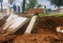 Temporal causa desabamento de parte do muro do cemitério municipal de Gravataí