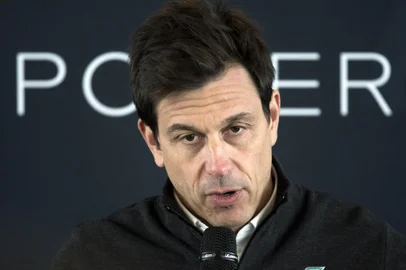 Mercedes AMG Petronas Formula One Team Principal and Executive Director,  Toto Wolff speaks at a press conference ahead of the launch of the new 2018 season Mercedes-AMG F1 W09 EQ Power+ Formula One car at Silverstone motor racing circuit near Towcester, central England on February 22, 2018.  / AFP PHOTO / Justin TALLIS<!-- NICAID(13425745) -->