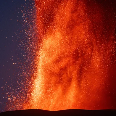 A picture shows the eruption of the Mount Etna volcano on July 7, 2024 in Sicily. (Photo by Giuseppe Distefano / Etna Walk / AFP)<!-- NICAID(15807809) -->