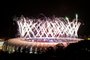 PORTO ALEGRE, RS, BRASIL, 05-04-2014- Inauguração do estádio Beira-Rio do internacional de porto Alegre. Fogos de artifício para comemorar a data. FOTO ADRIANA FRANCIOSI, AGENCIA RBS, ESPORTE<!-- NICAID(10379186) -->