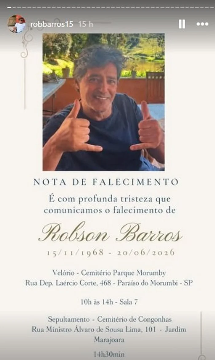 @robbarros15 / Reprodução / Instagram