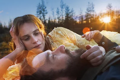 Train Dreams. (L-R) Felicity Jones as Gladys Grainier and Joel Edgerton as Robert Grainier in Train Dreams. Cr. BBP Train Dreams. LLC. Â© 2025.<!-- NICAID(16244111) -->