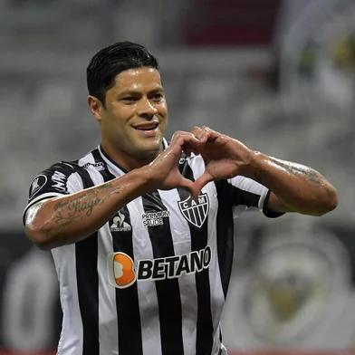 Brazil's Atletico Mineiro Hulk celebrates after scoring during the Copa Libertadores football tournament group stage match between Brazil's Atletico Mineiro and Colombia's America de Cali at Mineirao Stadium in Belo Horizonte, Brazil, on April 27, 2021. (Photo by WASHINGTON ALVES / POOL / AFP)Editoria: SPOLocal: Belo HorizonteIndexador: WASHINGTON ALVESSecao: soccerFonte: POOLFotógrafo: STR<!-- NICAID(14768178) -->