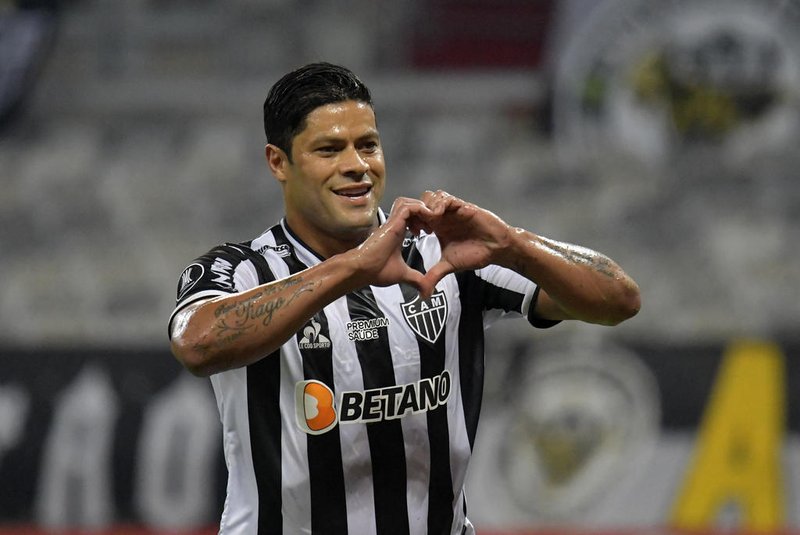 Brazil's Atletico Mineiro Hulk celebrates after scoring during the Copa Libertadores football tournament group stage match between Brazil's Atletico Mineiro and Colombia's America de Cali at Mineirao Stadium in Belo Horizonte, Brazil, on April 27, 2021. (Photo by WASHINGTON ALVES / POOL / AFP)Editoria: SPOLocal: Belo HorizonteIndexador: WASHINGTON ALVESSecao: soccerFonte: POOLFotógrafo: STR<!-- NICAID(14768178) -->