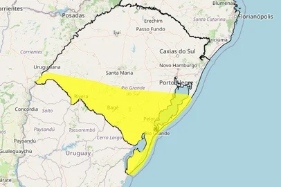 Alerta amarelo para a metade sul.