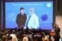 A screen at the Karolinska Institute shows this year's laureates Katalin Kariko of Hungary (L) and Drew Weissman of the US during the announcement of the winners of the 2023 Nobel Prize in Physiology or Medicine at the Karolinska Institute in Stockholm on October 2, 2023. Katalin Kariko of Hungary and Drew Weissman of the US won the Nobel Medicine Prize on Monday for work on messenger RNA (mRNA) technology that paved the way for the Pfizer/BioNTech and Moderna Covid-19 vaccines. (Photo by Jonathan NACKSTRAND / AFP)Editoria: HUMLocal: StockholmIndexador: JONATHAN NACKSTRANDSecao: award and prizeFonte: AFPFotógrafo: STR<!-- NICAID(15556869) -->