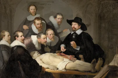 A Lição de Anatomia do Dr. Nicolaes Tulp (1632), tela pintada por Rembrandt<!-- NICAID(15507053) -->