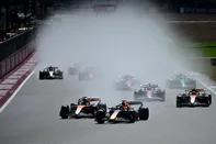 Red Bull Racing's Dutch driver Max Verstappen leads during the Formula One British Grand Prix at the Silverstone motor racing circuit in Silverstone, central England, on July 6, 2025. (Photo by Ben STANSALL / AFP)<!-- NICAID(16079034) -->