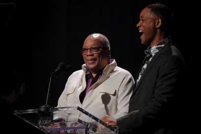 (FILES) US actor and musician Will Smith (R) and US musician and record producer Quincy Jones (L) work as presenters during the International Jazz Day concert at the Alicia Alonso Theater in Havana on April 30, 2017. Music industry titan Quincy Jones, who collaborated with Michael Jackson and Frank Sinatra, died at the age of 91, US media reported November 4, 2024. His death was confirmed by his publicist, Arnold Robinson, in a statement that did not specify a cause, US media reported. (Photo by YAMIL LAGE / AFP)<!-- NICAID(15906334) -->